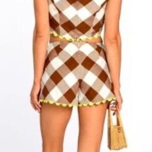 Elizabeth and James The Label Brown and White Plaid Shorts